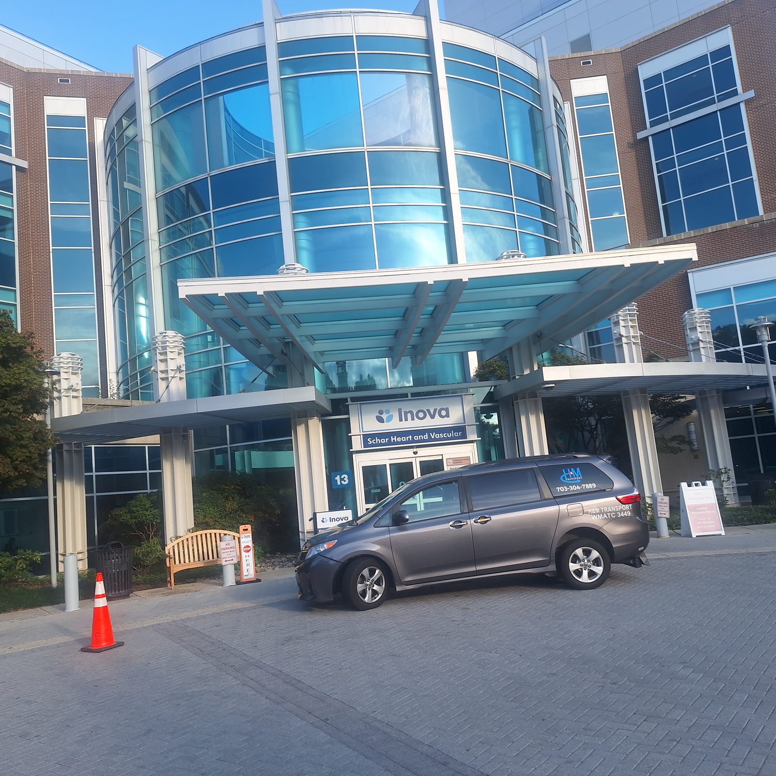 H&M Transport van at the Inova Heart and Vascular Institute in Fairfax, Virginia